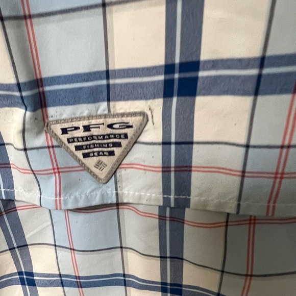 COLUMBIA PFG SPORTS SHIRT. BLUES AND RED.  SIZE LARGE - Picture 4 of 10